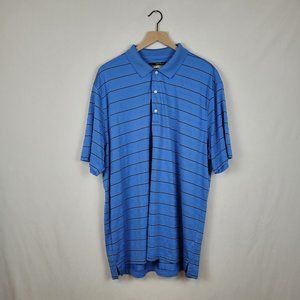 Greg Norman Blue Stripped Play Dry Golf Shirt - Men's Size XXL